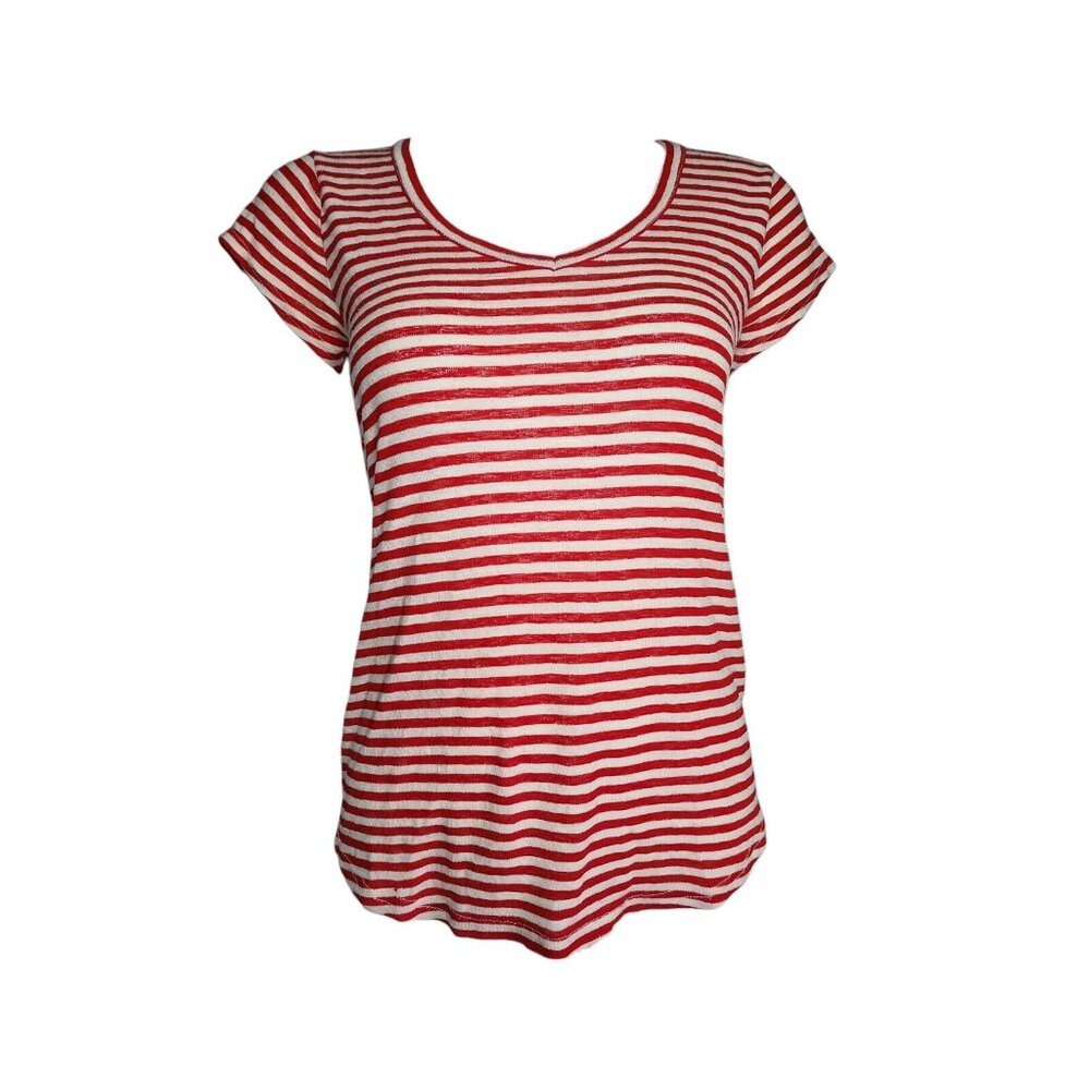 Madewell Top Womens‎ Size M Medium Red White Striped Short Sleeve Pullover